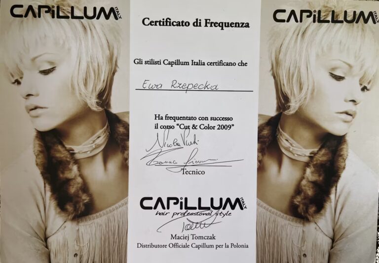 Certyfikat Capillum Ewa Rzepecka